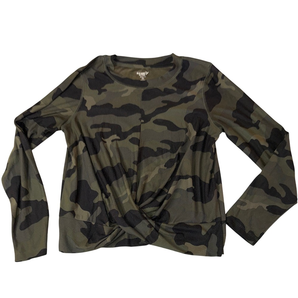 Old Navy Active Camouflage Long Sleeve Twist Front‎ Top - Women's